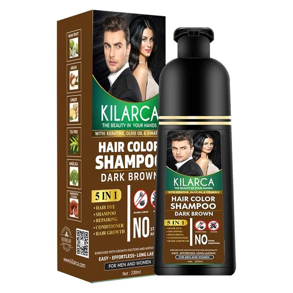 Kilarca 5 in 1 Dark Brown Hair Color Shampoo 200 ML Kilarca 5 in 1 Dark Brown Hair Color Shampoo 200 ML