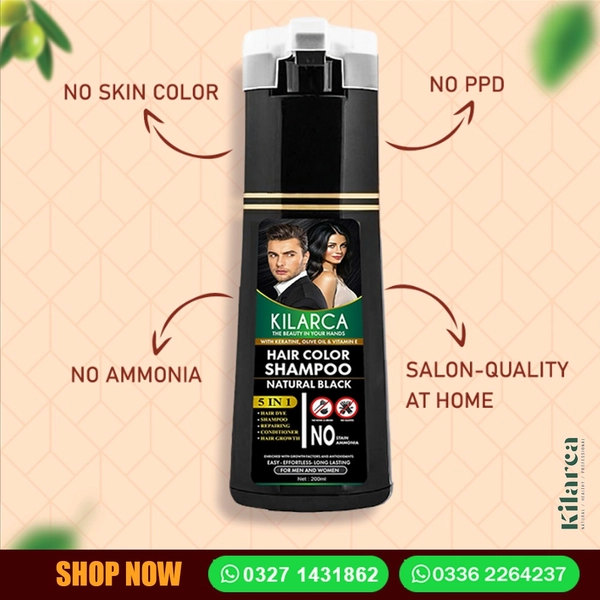 kilarca shampoo new deal Kilarca 5 in 1 Dark Brown Hair Color Shampoo 200 ML - Image 6